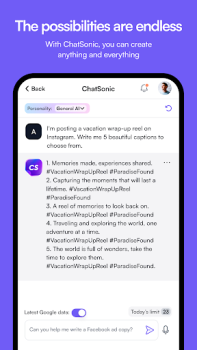 Télécharger ChatSonic: Super ChatGPT App Travail pour Android Capture d'écran 7