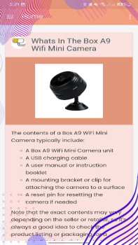 Télécharger A9 Wifi Mini Camera App Guide Outils pour Android Capture d'écran 7
