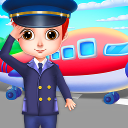 Logo Airport Manager Flying Girls Aeroplane kids Game