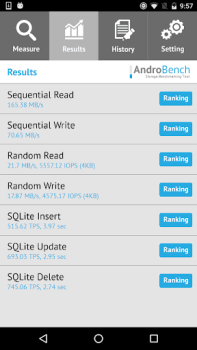 Télécharger Androbench (Storage Benchmark) Outils pour Android Capture d'écran 3