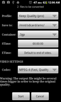 Télécharger Video Converter Android Lecteurs et éditeurs de vidéos pour Android Capture d'écran 4