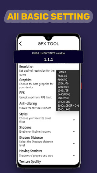 Télécharger GFX tool for pubg new state Outils pour Android Capture d'écran 3